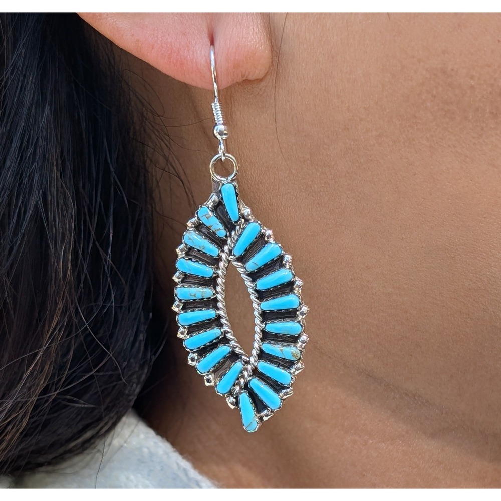 Navajo Earrings Dangle Hummingbird‎ Signed Southwest Jewelry Native American ***
